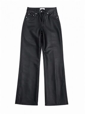 H&M Black Faux Leather Wide-Leg Pants Size 2